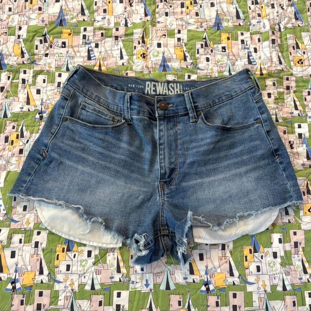 Rewash distressed blue boho denim shorts